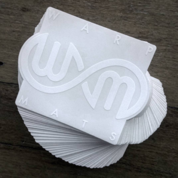 Warpmats stickers - white on clear vinyl, waterproof